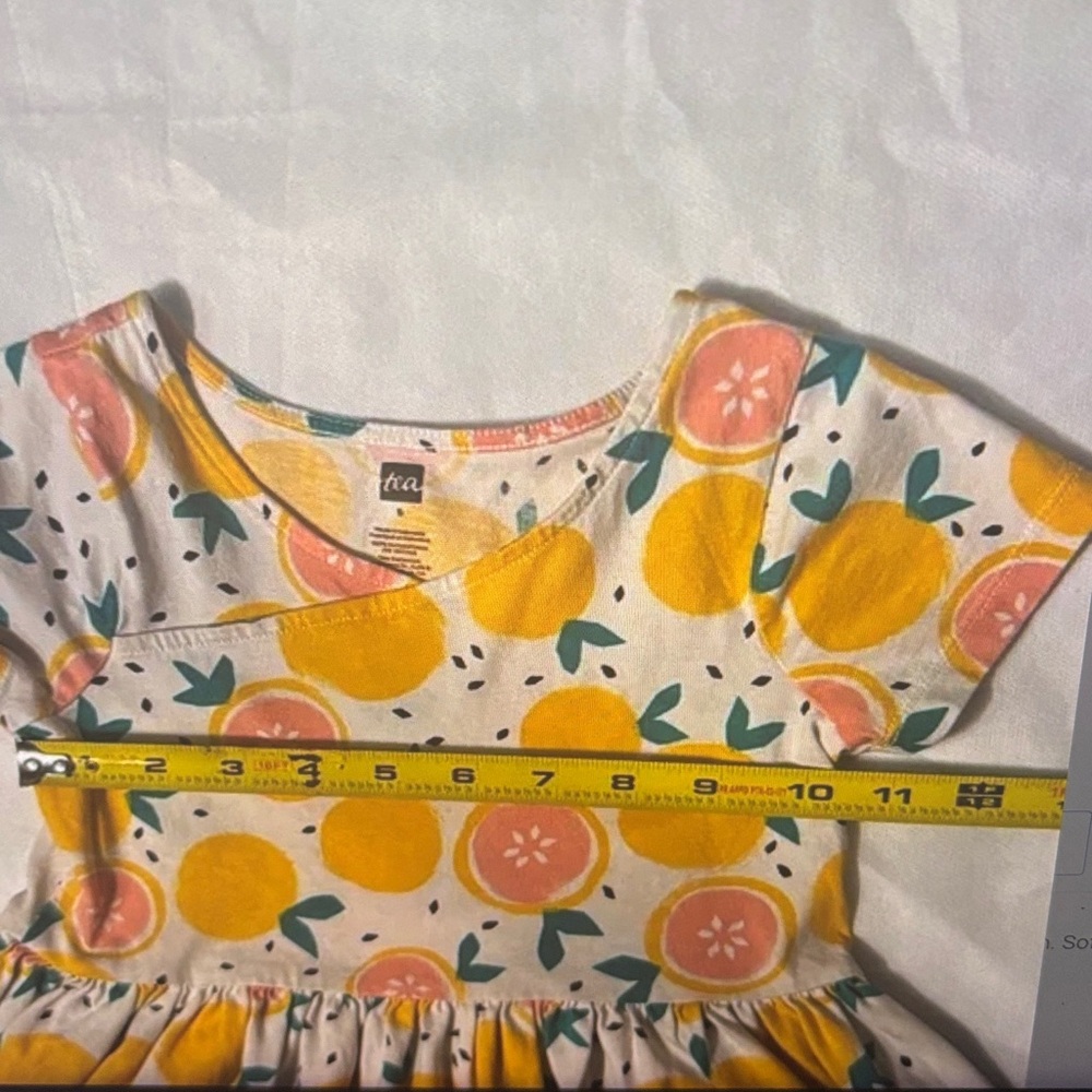 Tea Collection Lemon Grapefruit Print Dress 5 Cottagecore Whimsy Playful Design - Picture 5 of 9